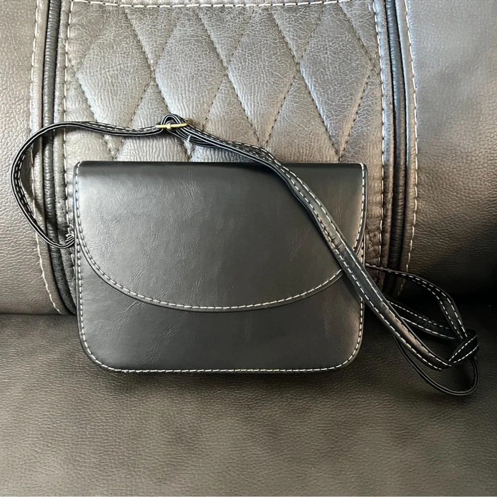 🎁FREE W $35 PURCHASE Faux Leather Handbag Bag Crossbody Satchel Gift Minimalist - Picture 4 of 14